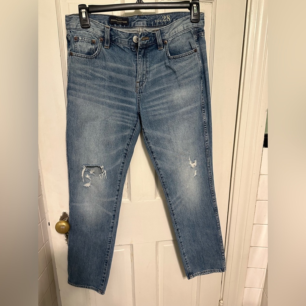 J. Crew Light Blue Distressed Ankle Jeans